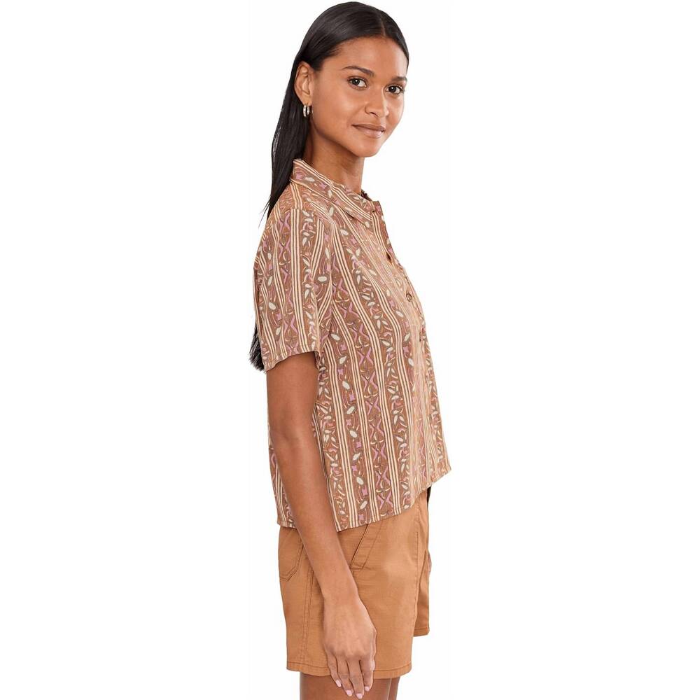 NEW ROYAL ROBBINS camino pucker short sleeve top in topaz botanist print - Picture 3 of 3